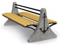 contemporary public bench in wood and stone (with backrest) D23_2 OCEAN Future City