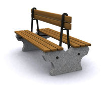 contemporary public bench in wood and stone (with backrest) D24 PARIS Future City