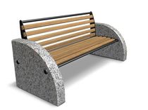 contemporary public bench in wood and stone (with backrest) D5 SPORTS Future City