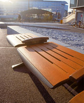 contemporary public bench in wood and metal INTERCITY Lago