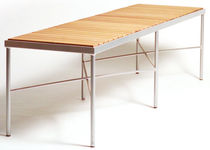 contemporary public bench in wood and metal C.D. STACK by Harri Korhonen inno