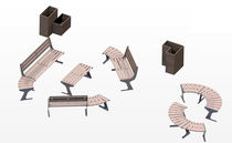 contemporary public bench in wood and metal (modular) SET 40 Beca System