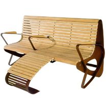 contemporary public bench in wood and metal (with backrest) ALL : RELAX by Gherardo Pertile euroform w