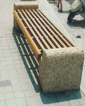 contemporary public bench in wood and stone  AHE