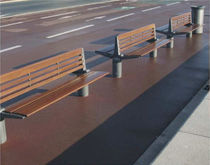 contemporary public double side bench in wood and metal URBINO DOUBLE by JM Wilmotte GHM