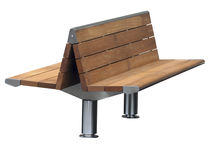 contemporary public double side bench in wood and metal LAMELLO A DOUBLE ASSISE SARRAGALA