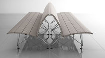 contemporary public double side bench in wood and metal AIRPORT by Lucci & Orlandini MASCAGNI