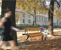 contemporary public double side bench in wood and metal SILENCIO Design espaces