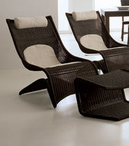 contemporary rattan armchair with footstool PAUSA GASPARUCCI