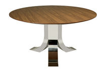 contemporary round table in wood and metal AURA  Riluc