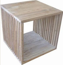contemporary side table in recycled teak SLAT : 40x40x40 Indo Trading Premium