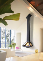 contemporary wall-mounted fireplace (wood-burning closed hearth) AERA DON-BAR