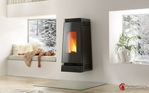 contemporary wall-mounted wood-burning stove LINEA 8 Caminetti Montegrappa