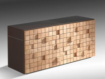 contemporary wood and leather chest of drawers EKO by Erwan P&eacute;ron TurriniBY