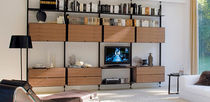 contemporary wooden and metal bookcase SAIL  ALBED