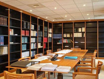 contemporary wooden bookcase  Bruynzeel