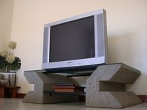 design glass and stone TV cabinet METEORE madastone