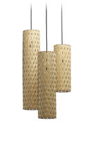 design pendant lamp in non treated wood PUNA LIGHT TRIO Christopher Metcalfe
