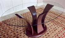 design table in glass and solid wood (FSC-certified) CARMELLA LauraBirnsDesign Eco-Furnishings, LLC
