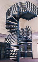 exterior spiral staircase for commercial buildings (metal frame and steps) 96 S STAIRWAYS inc