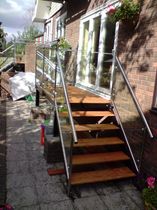 exterior straight staircase (stainless steel frame and wood steps)  New Forest Metal Work