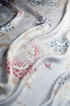 flower silk fabric PALACE GATE IN MINERAL GREY DE GOURNAY