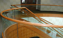 glass and wood railing  Couturier Iron Craft