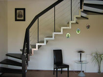 half-turn staircase with a lateral stringer (metal frame and wooden steps) STEEL ART HGM Schmidt Escaliers