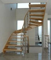 half-turn staircase with a lateral stringer (metal frame and wooden steps) WBT 304 Schmidt Escaliers