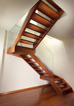 half-turn staircase with a lateral stringer (wooden frame and steps)  Marretti
