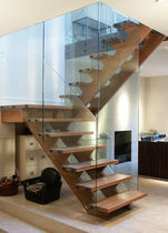 half-turn staircase with a lateral stringer (wooden frame and steps) NOTTING HILL SJ 615 SPIRAL Stairs