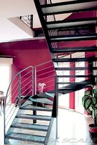 half-turn staircase with a lateral stringer (metal frame and glass steps) ELITE LINE GLAS Alfa Scale