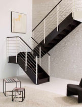 half-turn staircase with a lateral stringer (wooden frame and steps) STYLE  novalinea spa