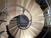 helicoidal staircase with central stringer (metal frame and wooden steps) VBKF AMM Dizains