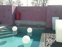 inground one-piece composite swimming pool with infinity effect (lap pool)  Piscines Contemporaines