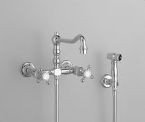 kitchen double handle mixer tap with shower head Th&eacute;tis Croisillons 2 trous mural avec douchette MARGOT