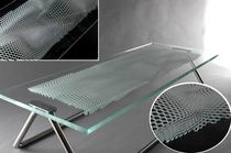 laser engraved patterned float glass panel (for tables, counter-top) by Arik Levy  Vitrics