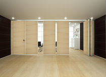 mobile acoustic wooden partition ROLLING WALL - BLIND MONOCARRELLO Arcadia