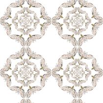 motif linen fabric WHITE MOTH CIRCLE Timorous Beasties