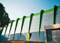mullion and transom curtain wall (stainless steel and polycarbonate) SUN MODUL&reg; AKRAPLAST
