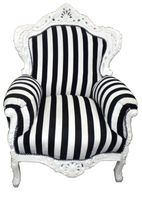 new baroque design armchair KING WHITE / BLACK STRIPES Casa Padrino / Demotex GmbH