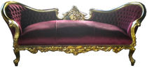 new baroque design sofa VAMPIRE BORDEAUX / GOLD Casa Padrino / Demotex GmbH