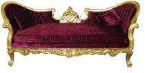 new baroque design sofa VAMPIRE BORDEAUX / GOLD SATIN  Casa Padrino / Demotex GmbH