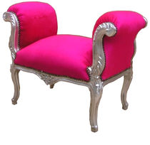 new baroque design upholstered bench PINK / SILVER Casa Padrino / Demotex GmbH