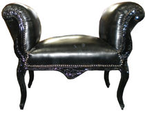 new baroque design upholstered bench BLACK LEATHER LOOK Casa Padrino / Demotex GmbH