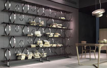 original design modular wooden and metal shelf FLYING CIRCLES by Massimo Castagna CECCOTTI COLLEZIONI
