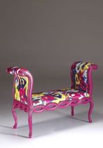pop art design upholstered bench by Francesco Cuomo MIRABILI Arte d'Abitare