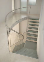 quarter-turn staircase with a lateral stringer (metal frame and glass steps) TIGA BLAS Q6042 SPIRAL Stairs