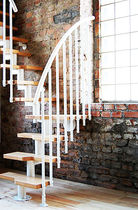 quarter-turn staircase with modular central modular stringer (metal frame and wood steps) ATRIUM MINI MILANO BIANCO Atrium