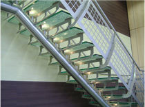 quarter-turn staircase with a central stringer (metal frame and glass steps)  Canal Engineering Ltd